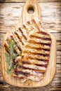 Grilled pork chops pieces. Spices and rosemary. Royalty Free Stock Photo