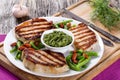 Grilled pork chops on a white dish Royalty Free Stock Photo