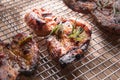 Grilled pork cutlets on a cooling rack Royalty Free Stock Photo