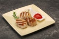 Grilled pork medallion with sauce Royalty Free Stock Photo