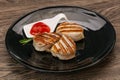 Grilled pork medallion with sauce Royalty Free Stock Photo