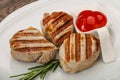 Grilled pork medallion with sauce Royalty Free Stock Photo