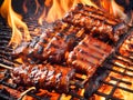 Grilled pork ribs on the barbecue grill Royalty Free Stock Photo