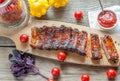 Grilled pork ribs in barbecue sauce Royalty Free Stock Photo