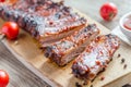 Grilled pork ribs in barbecue sauce Royalty Free Stock Photo