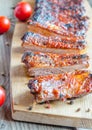 Grilled pork ribs in barbecue sauce Royalty Free Stock Photo