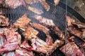 Grilled pork ribs on the grill.