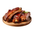 Grilled pork ribs on wood plate Royalty Free Stock Photo