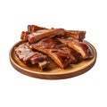 Grilled pork ribs on wood plate Royalty Free Stock Photo