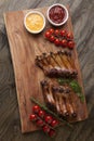 Grilled Pork Ribs On Wooden Board Royalty Free Stock Photo