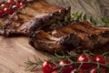 Grilled Pork Ribs On Wooden Board Royalty Free Stock Photo