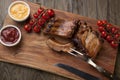 Grilled Pork Ribs On Wooden Board Royalty Free Stock Photo