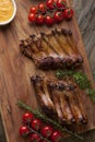 Grilled Pork Ribs On Wooden Board Royalty Free Stock Photo