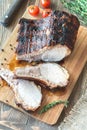 Grilled pork ribs on the wooden board Royalty Free Stock Photo