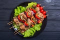 Grilled pork shish or kebab on skewers