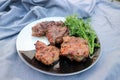 Grilled pork , pork steak and beef steak Royalty Free Stock Photo