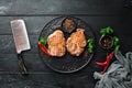 Grilled pork steak with spices and herbs. Royalty Free Stock Photo