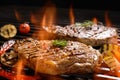Grilled pork steak with vegetable Royalty Free Stock Photo