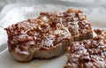 The Grilled pork steaks on a plate Royalty Free Stock Photo
