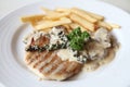 Grilled Porkchop with white sauce Royalty Free Stock Photo