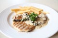 Grilled Porkchop with white sauce Royalty Free Stock Photo