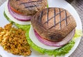 Grilled portabella burger. Royalty Free Stock Photo