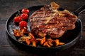 Grilled porterhouse steak with chanterelles