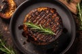 Grilled Portobello Mushroom Vegetarian, Top View. Generative AI