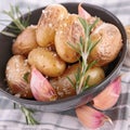 Grilled potatoes and garlic