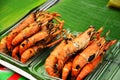 Grilled prawns at Bangnamphung Floating Market