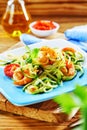 Grilled prawns in a fresh vegetable salad Royalty Free Stock Photo