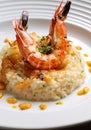 Grilled prawns and poutargue risotto Generative AI Royalty Free Stock Photo