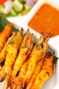 Grilled prawns and sauce in Thai style