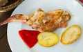 Grilled rabbit piece with vegetable garnish Royalty Free Stock Photo