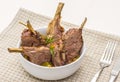 Grilled rack of lamb with carrot onion Royalty Free Stock Photo