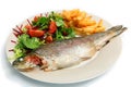 Grilled rainbow trout meal
