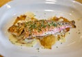 Grilled Red Mullet serverd over baked potatoes