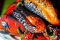 Grilled red sweet bell pepper. Background for vegetables Royalty Free Stock Photo