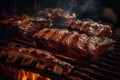 Grilled ribs. Beautiful artistic picture for the menu. Generative AI