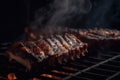 Grilled ribs. Beautiful artistic picture for the menu. Generative AI