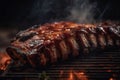 Grilled ribs. Beautiful artistic picture for the menu. Generative AI