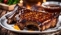 Grilled ribs, marinated with honey and mustard Royalty Free Stock Photo