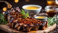 Grilled ribs, marinated with honey and mustard Royalty Free Stock Photo