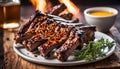 Grilled ribs, marinated with honey and mustard Royalty Free Stock Photo