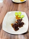 Grilled Ribs Rice with Spicy Sauce