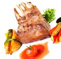 Grilled ribs with vegetables Royalty Free Stock Photo