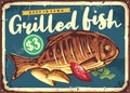 Grilled and roasted fish vintage menu