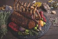 Grilled roasted Rack of lamb with vegetables.