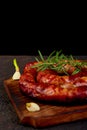 Grilled or Roasted spiral pork sausages Royalty Free Stock Photo