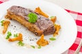 Grilled rump steak with chanterelle, cream sauce